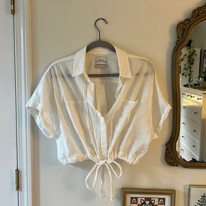 Urban Outfitters White Collared Crop Top
